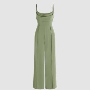 Cider Olive Green Wide-Leg Jumpsuit